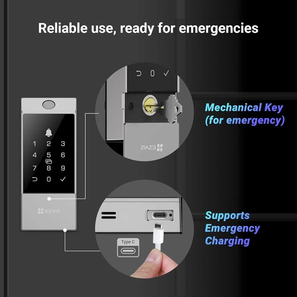 EZVIZ DL04 Pro Smart Door Lock CS-DL04-R100-WBCP-GR – Keyless Entry - Image 8