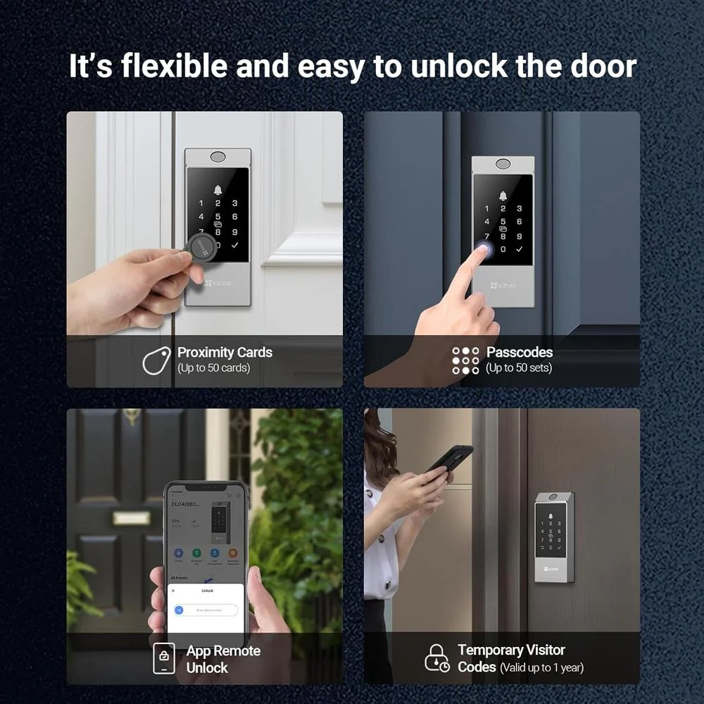 EZVIZ DL04 Pro Smart Door Lock CS-DL04-R100-WBCP-GR – Keyless Entry - Image 3